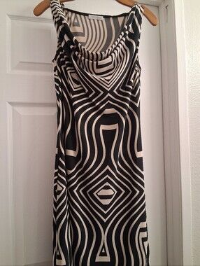 Promod Black And Tan Printed Flowy Dress Small